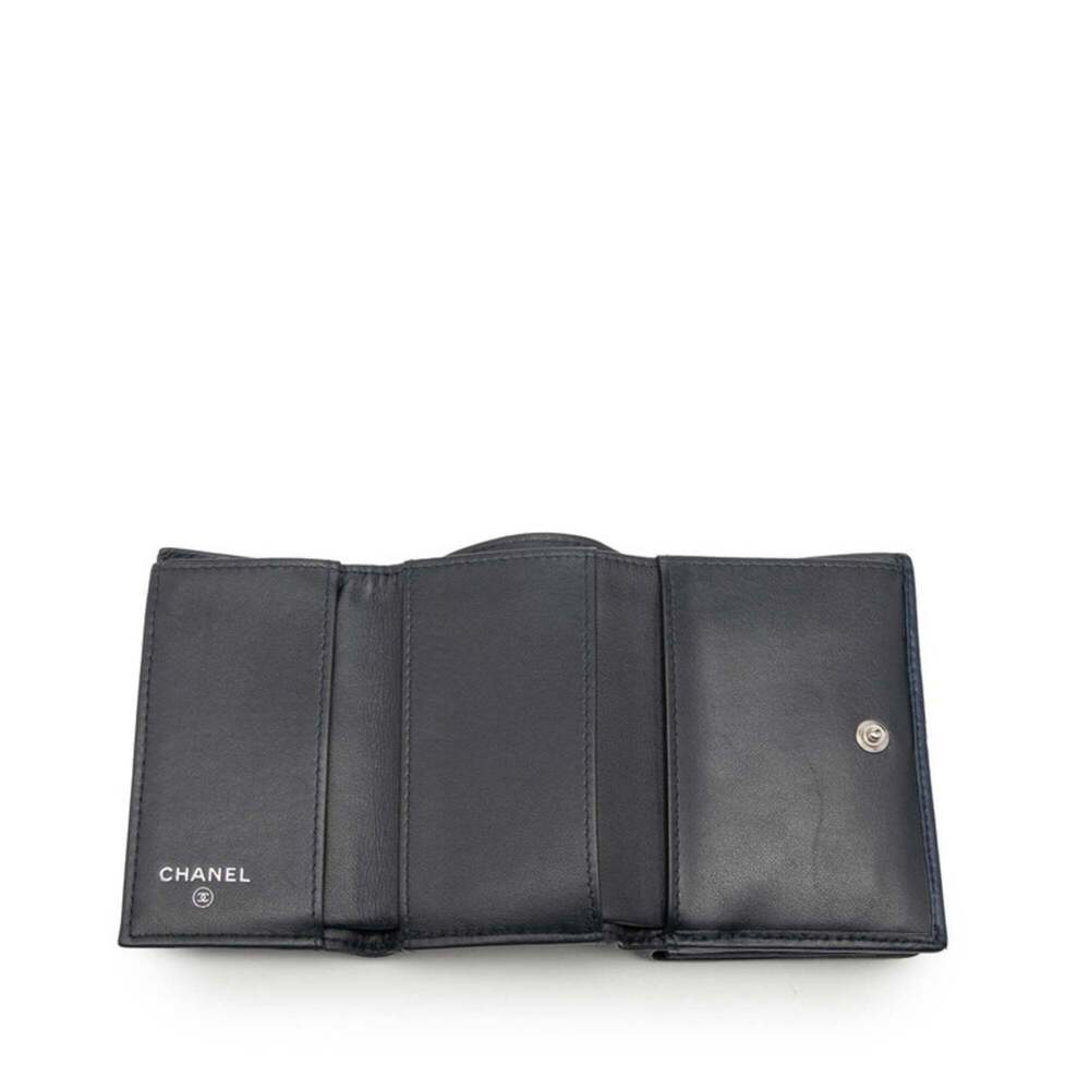 CHANEL Blue Leather Logo Wallet - Picture 4 of 6